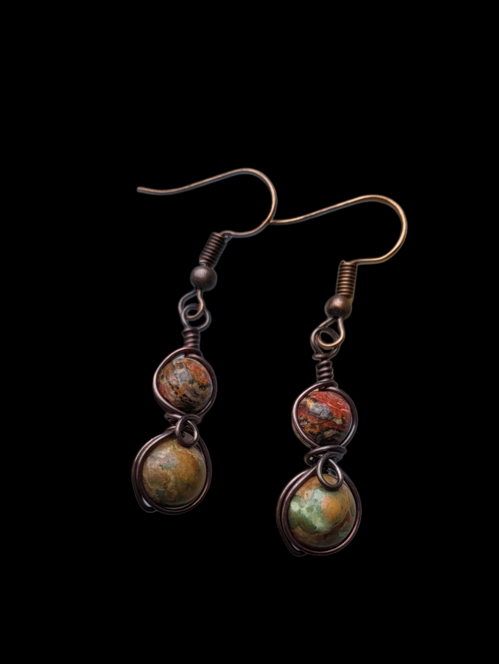 Leopard Skin & Rainforest Jasper Earrings